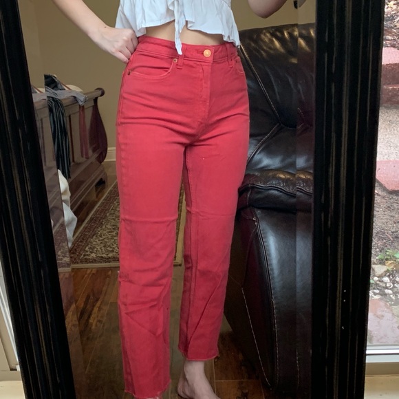 Red Straightleg Jeans Abercrombie 